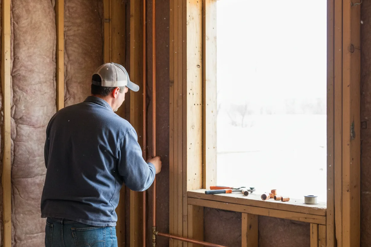 Licensed plumber running new copper supply lines in a Mammoth Cave home